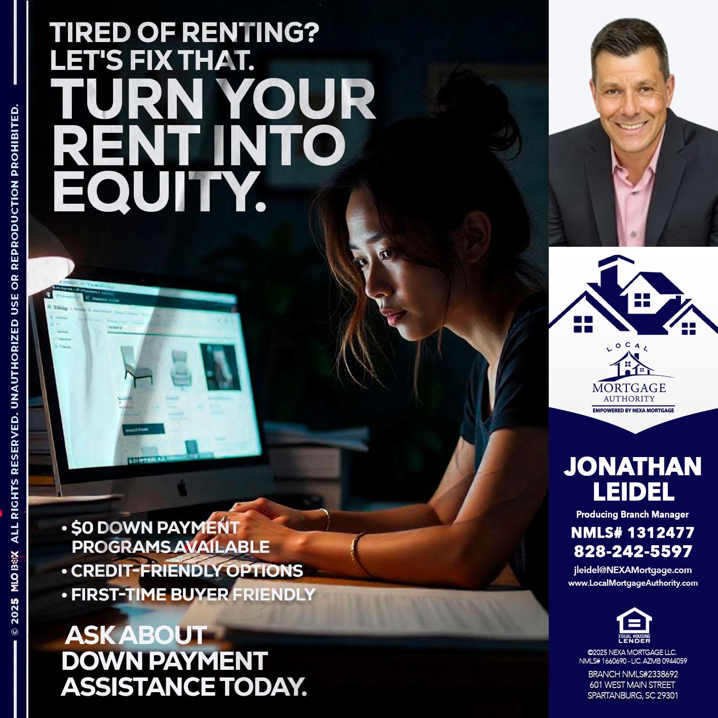 tired of renting? - Jonathan Leidel -Producing Branch Manager