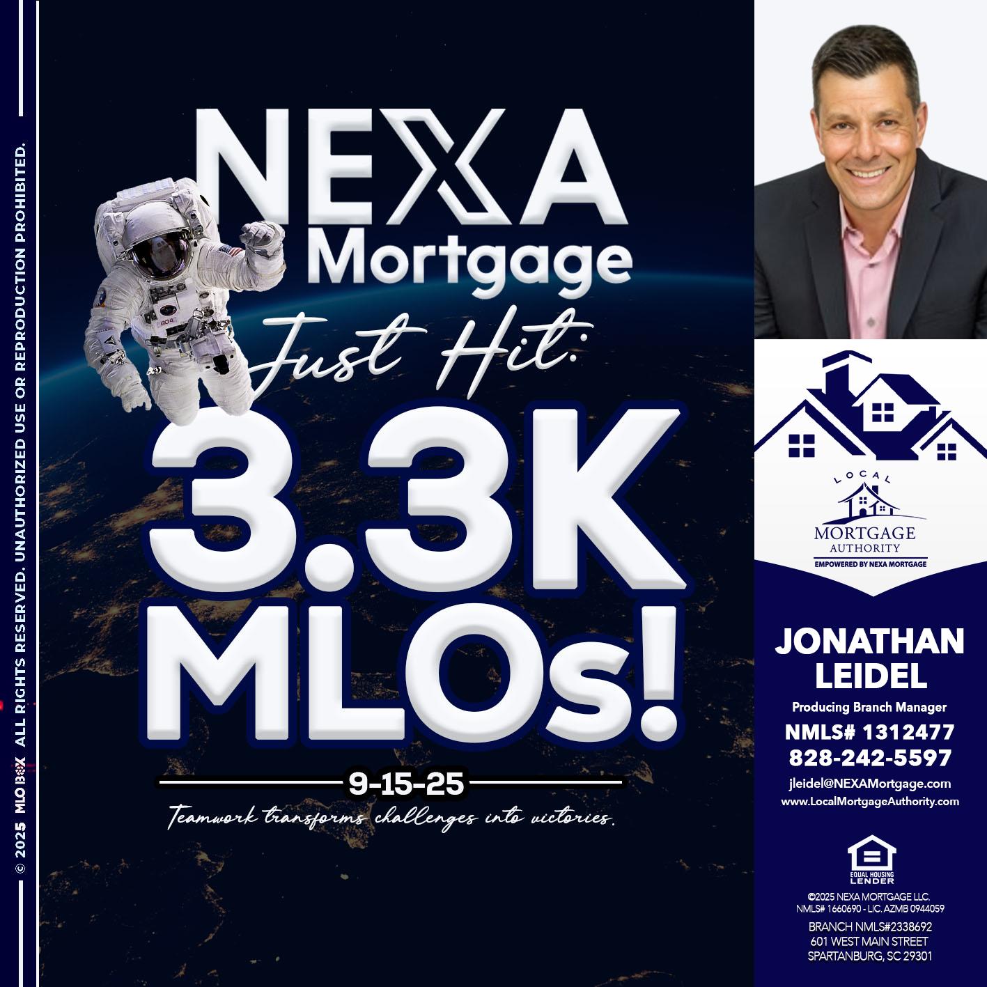 3.3K - Jonathan Leidel -Producing Branch Manager