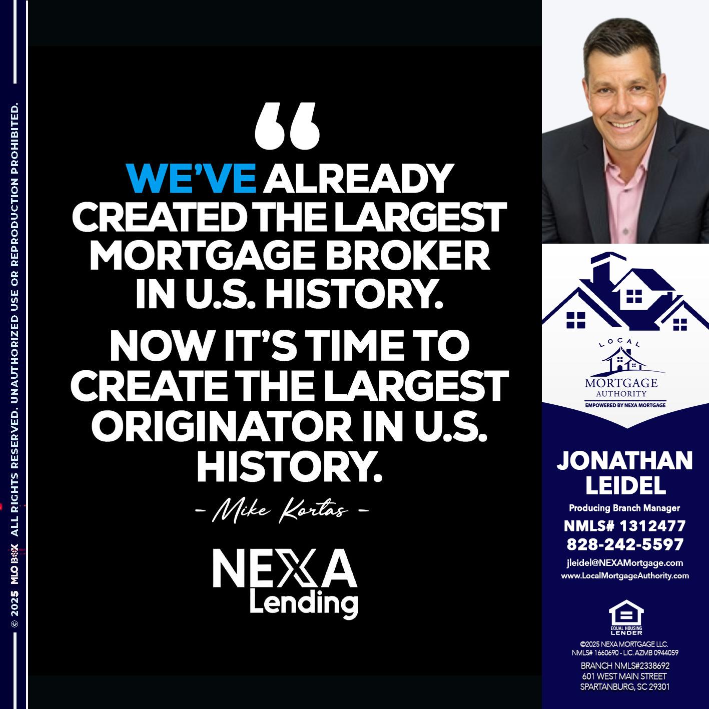 MIKE KORTAS - Jonathan Leidel -Producing Branch Manager