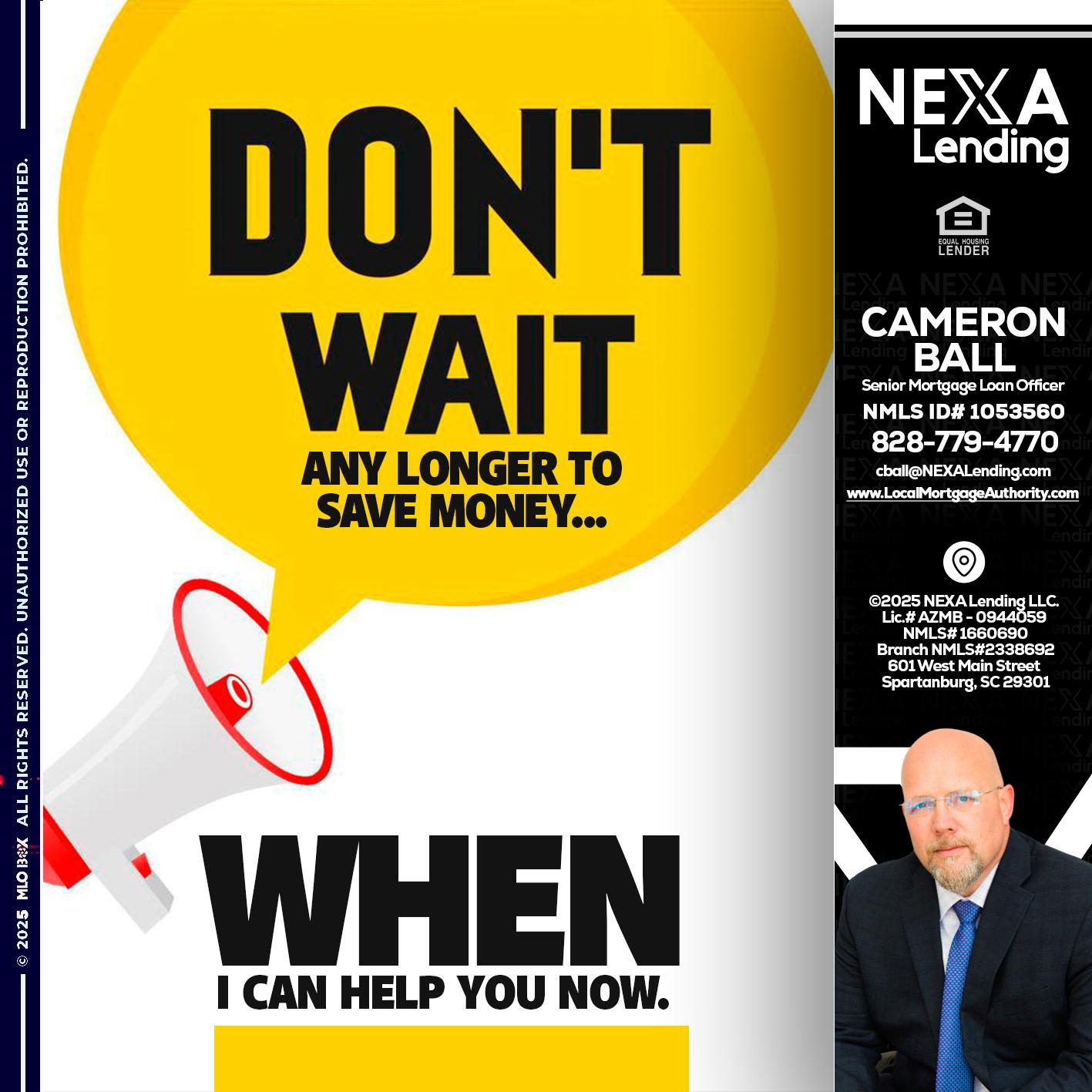 DONT WAIT - Jonathan Leidel -Producing Branch Manager