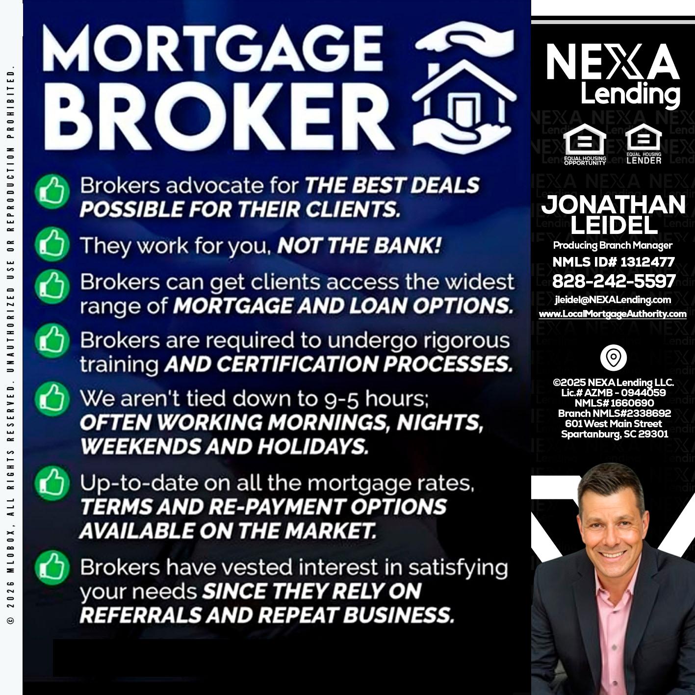 MORTGAGE BROKER - Jonathan Leidel -Producing Branch Manager
