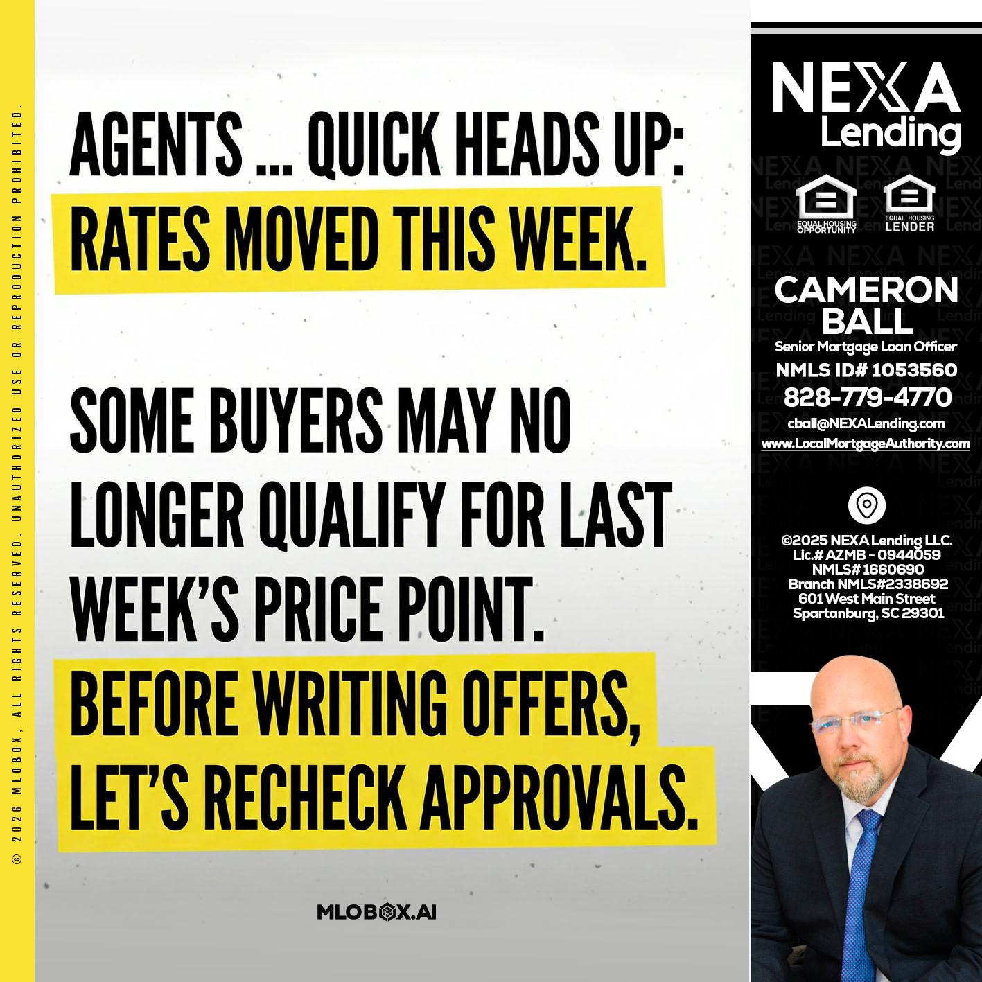 agents quick heads up - Jonathan Leidel -Producing Branch Manager