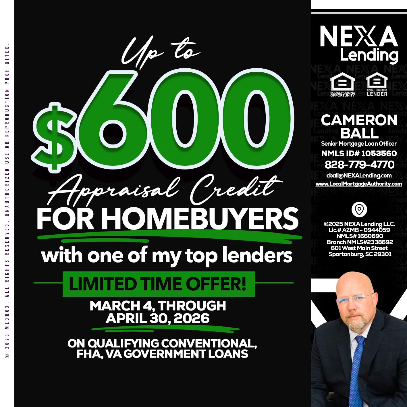 up to $600 - Jonathan Leidel -Producing Branch Manager