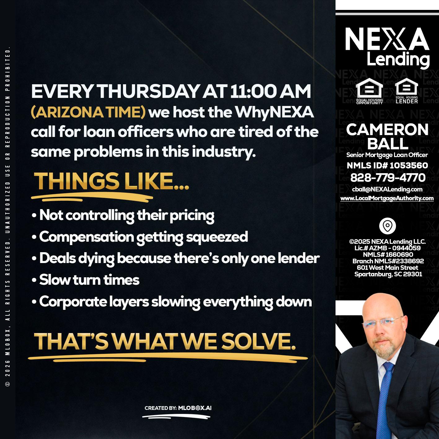 every Thursday - Jonathan Leidel -Producing Branch Manager