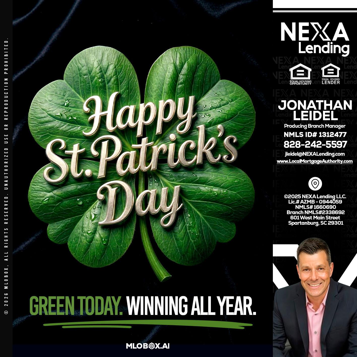 happy st. Patricks day - Jonathan Leidel -Producing Branch Manager