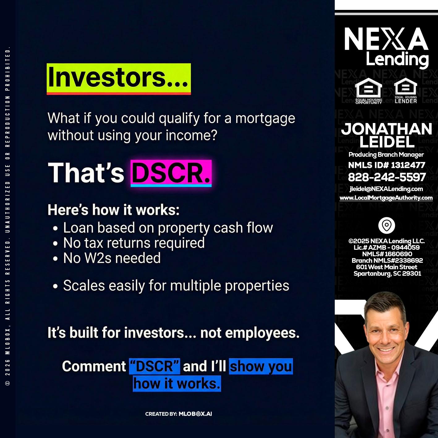 INVESTORS - Jonathan Leidel -Producing Branch Manager