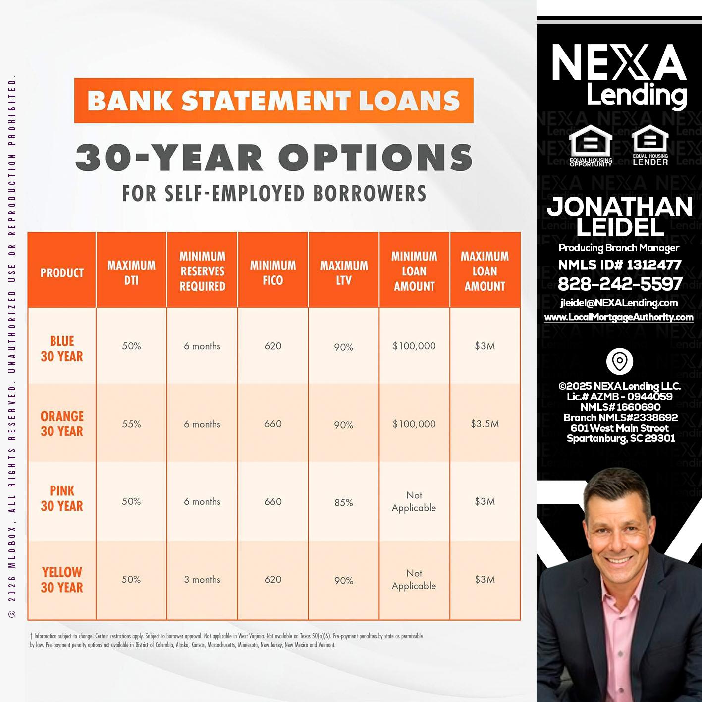 30 YEARS OPTIONS - Jonathan Leidel -Producing Branch Manager