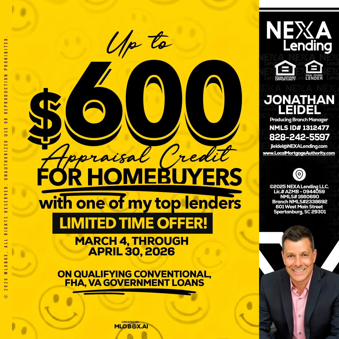 UP TO 600 - Jonathan Leidel -Producing Branch Manager