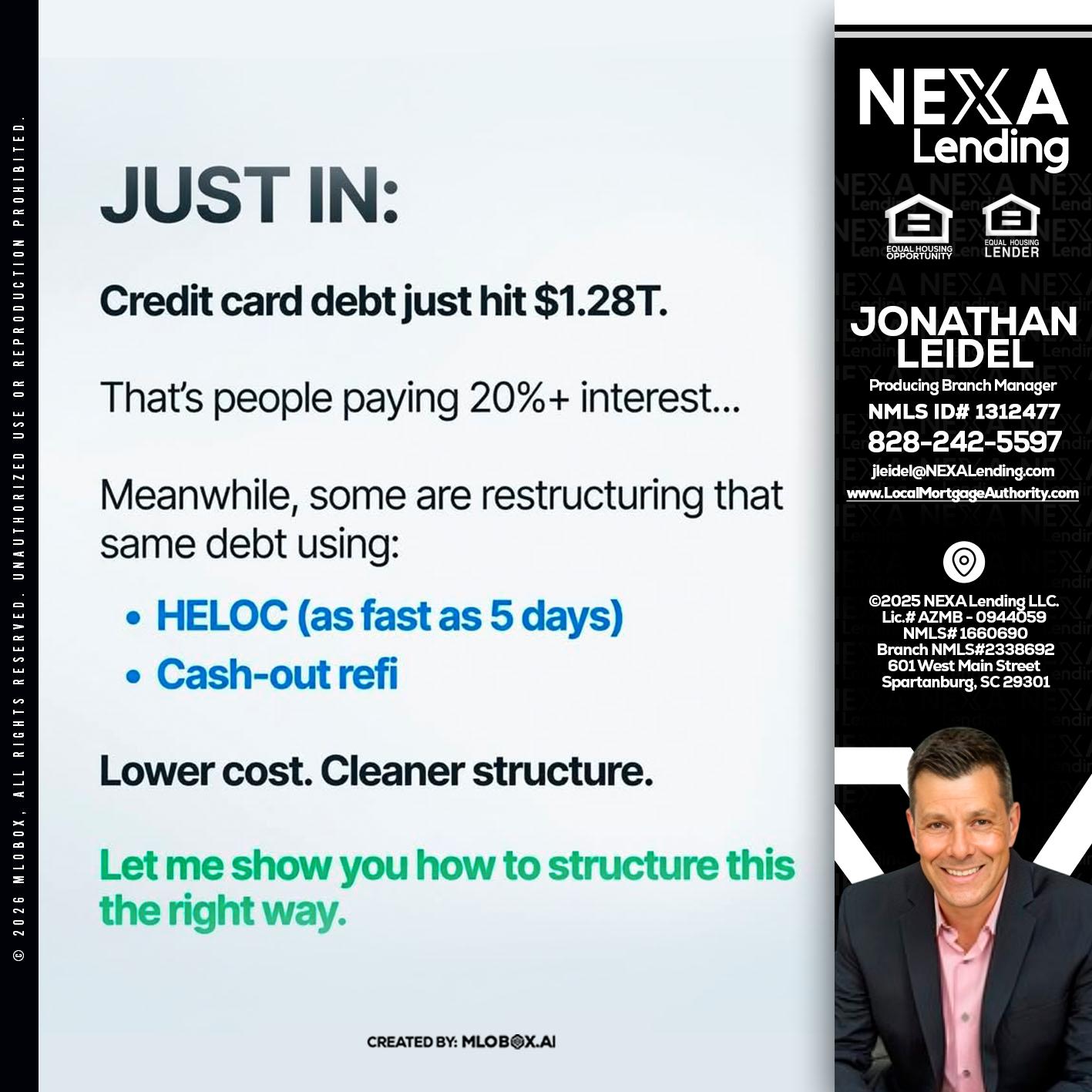 JUST IN - Jonathan Leidel -Producing Branch Manager