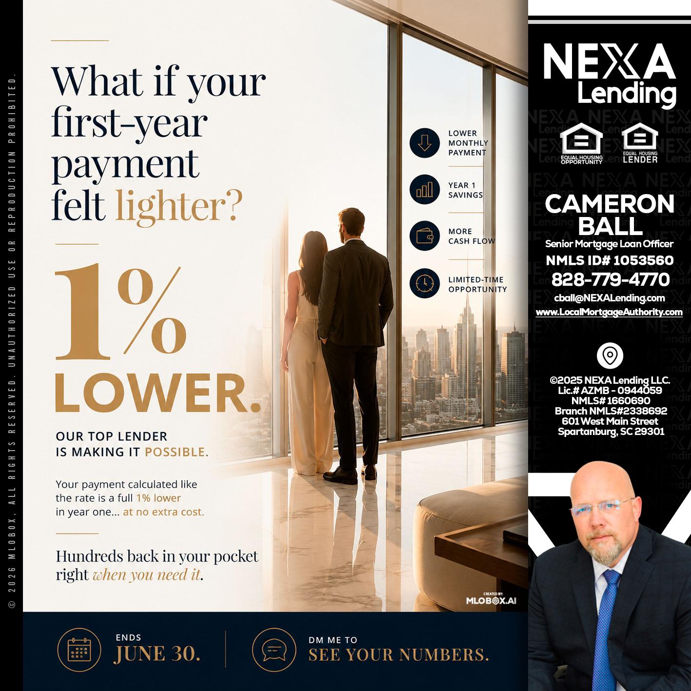 1% lower - Jonathan Leidel -Producing Branch Manager