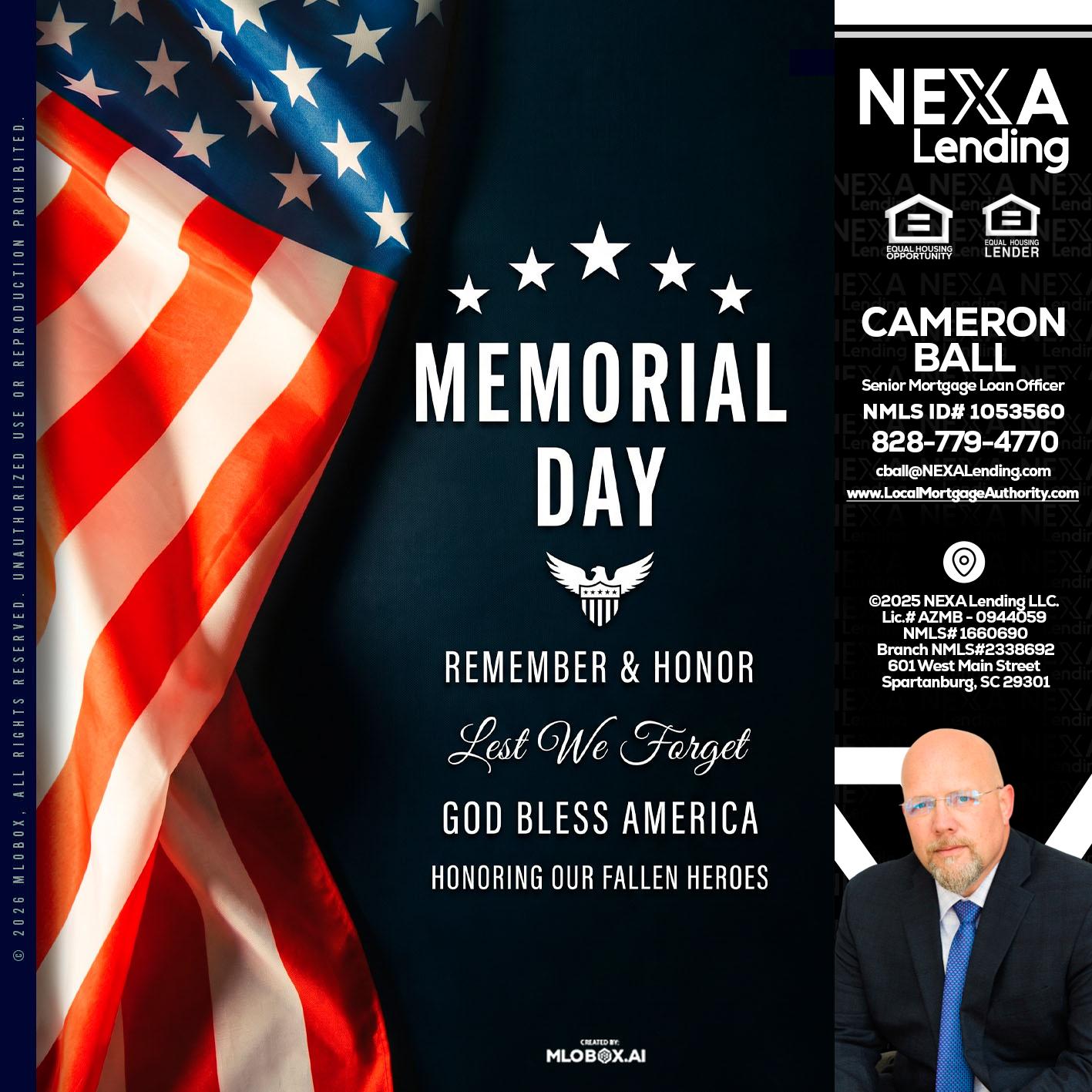 MEMORIAL DAY - Jonathan Leidel -Producing Branch Manager