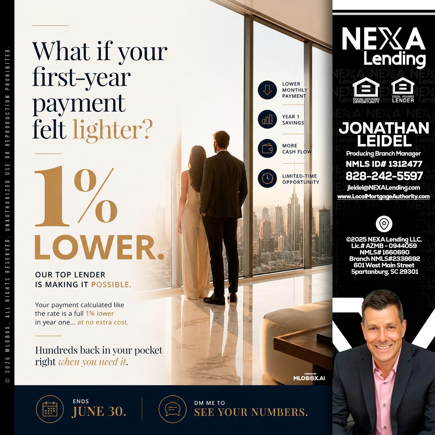1% lower - Jonathan Leidel -Producing Branch Manager