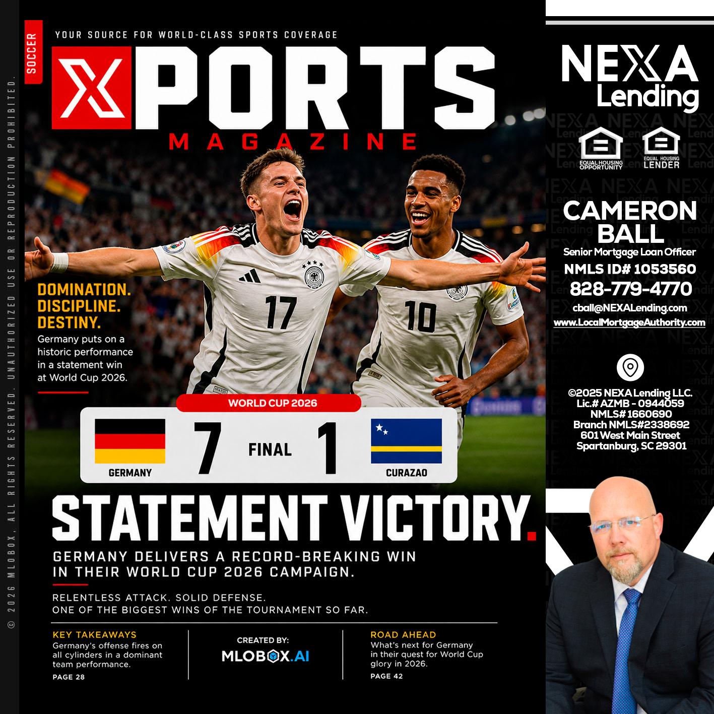GERMANY VS CURASSAO (7-1) - Jonathan Leidel -Producing Branch Manager