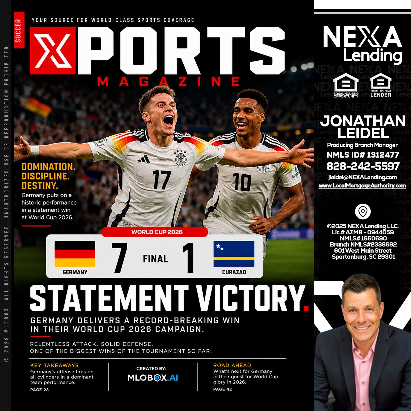 GERMANY VS CURASSAO (7-1) - Jonathan Leidel -Producing Branch Manager