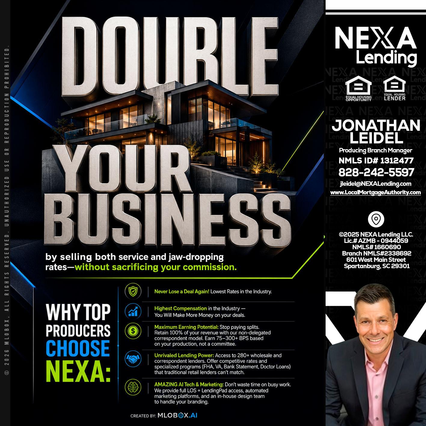 DOUBLE YOUR BUSINESS - Jonathan Leidel -Producing Branch Manager