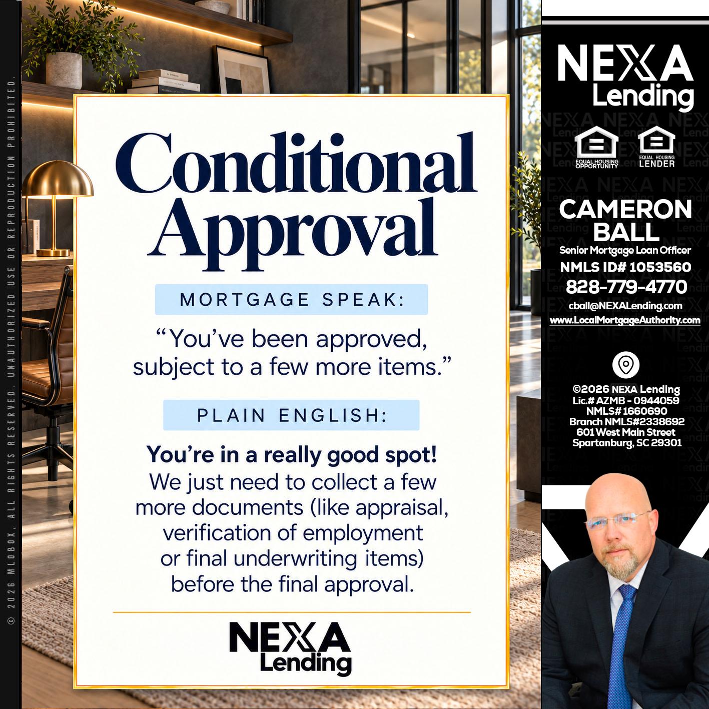 CONDITIONAL APROVAL - Jonathan Leidel -Producing Branch Manager