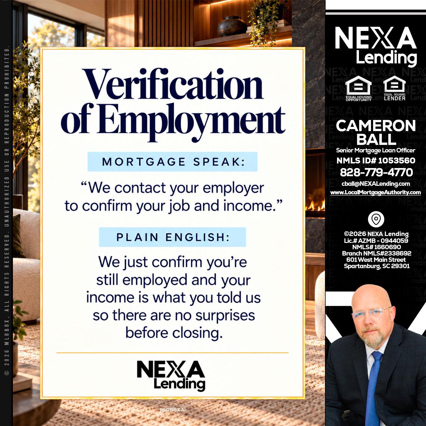 VERIFICATION OF EMPLOYMENT - Jonathan Leidel -Producing Branch Manager