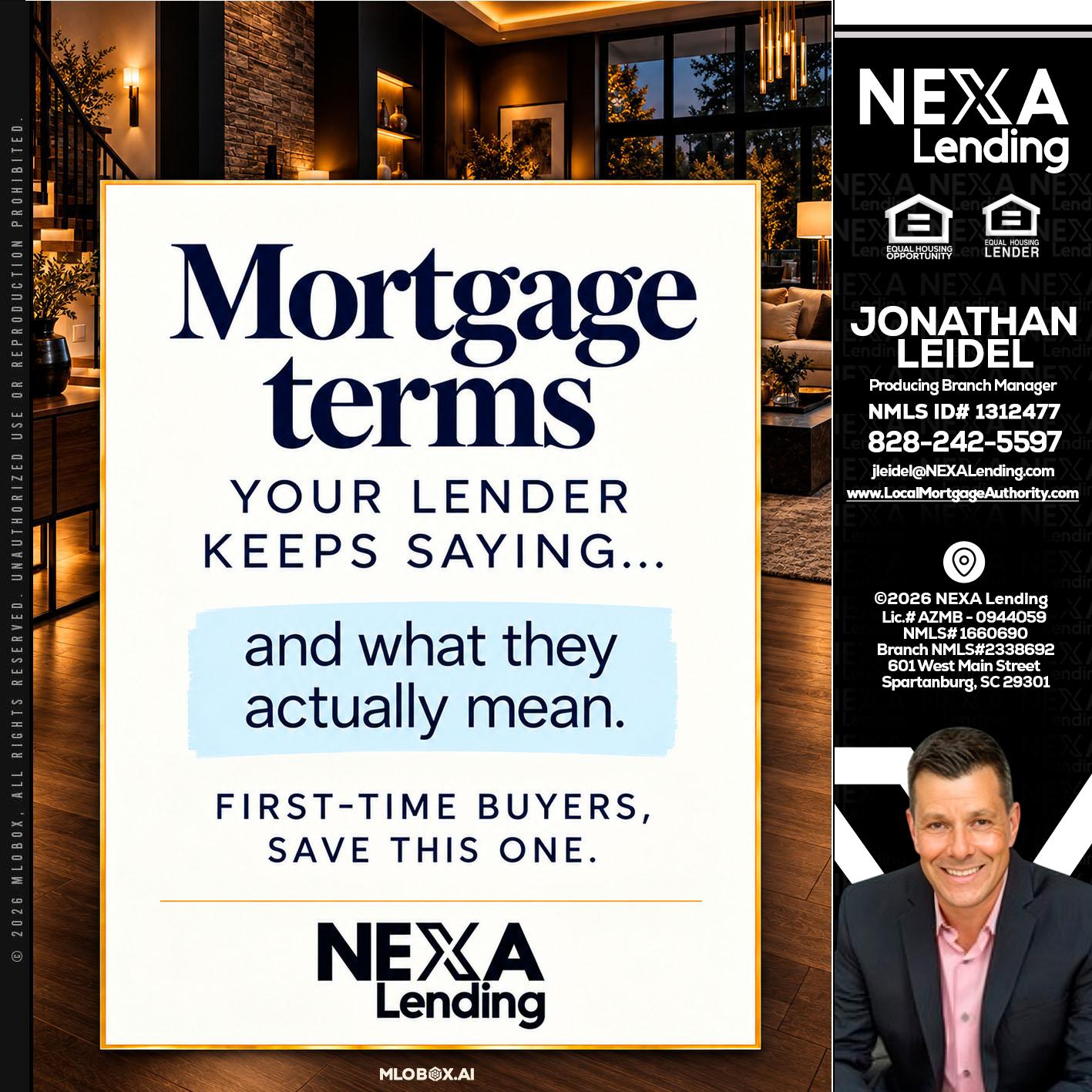 mortgage terms - Jonathan Leidel -Producing Branch Manager