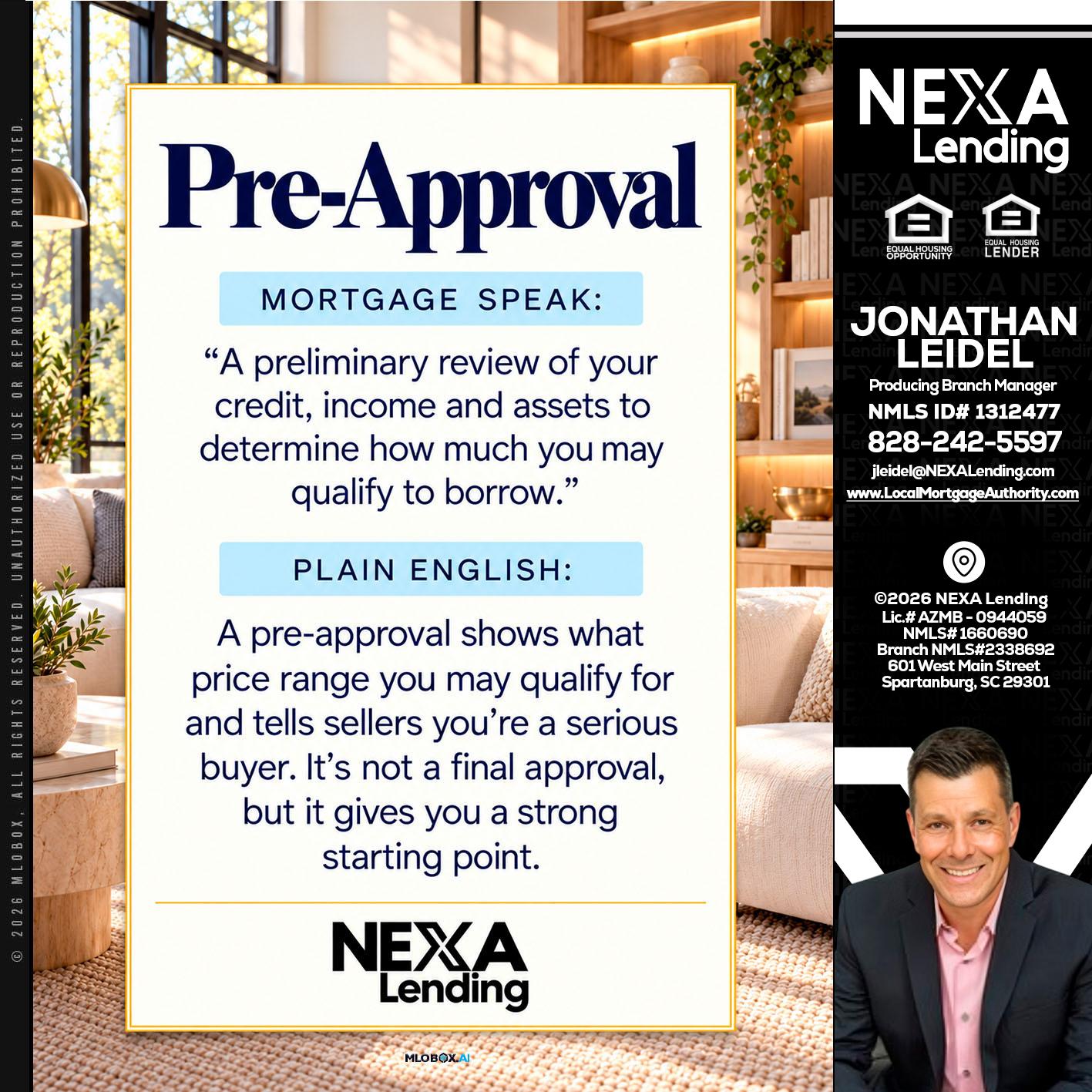 PREAPROVAL - Jonathan Leidel -Producing Branch Manager