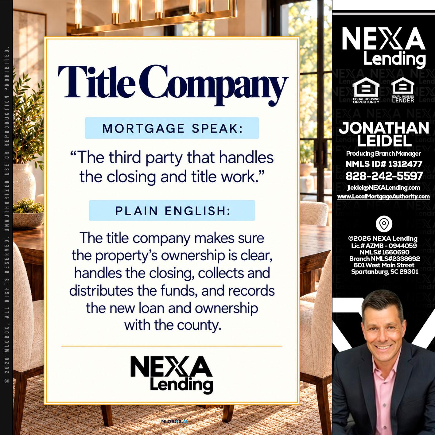 TITLE COMPANY - Jonathan Leidel -Producing Branch Manager